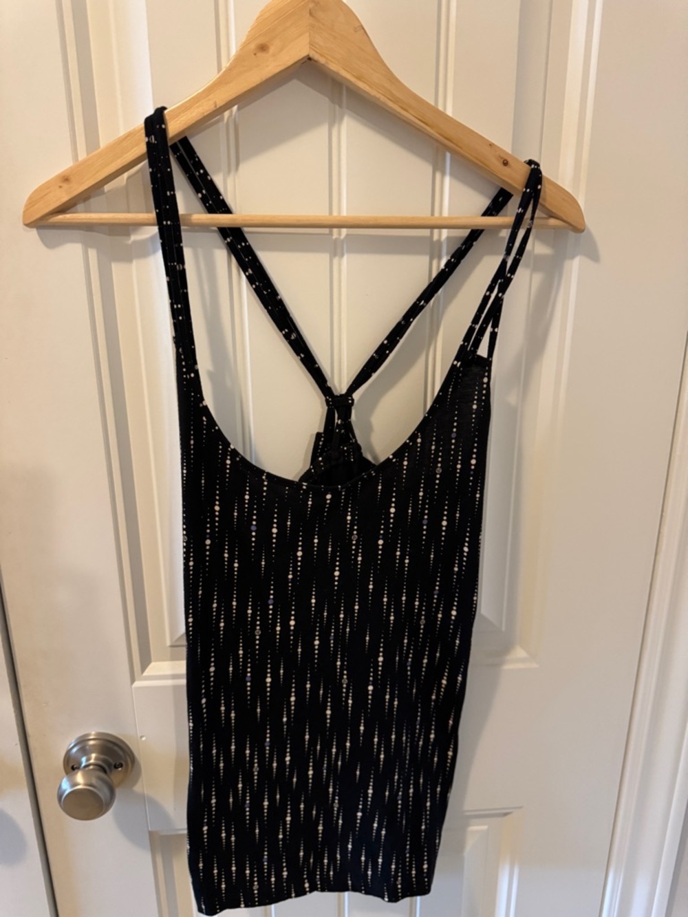 Black Sleeveless Tank with Silver Linear Dots